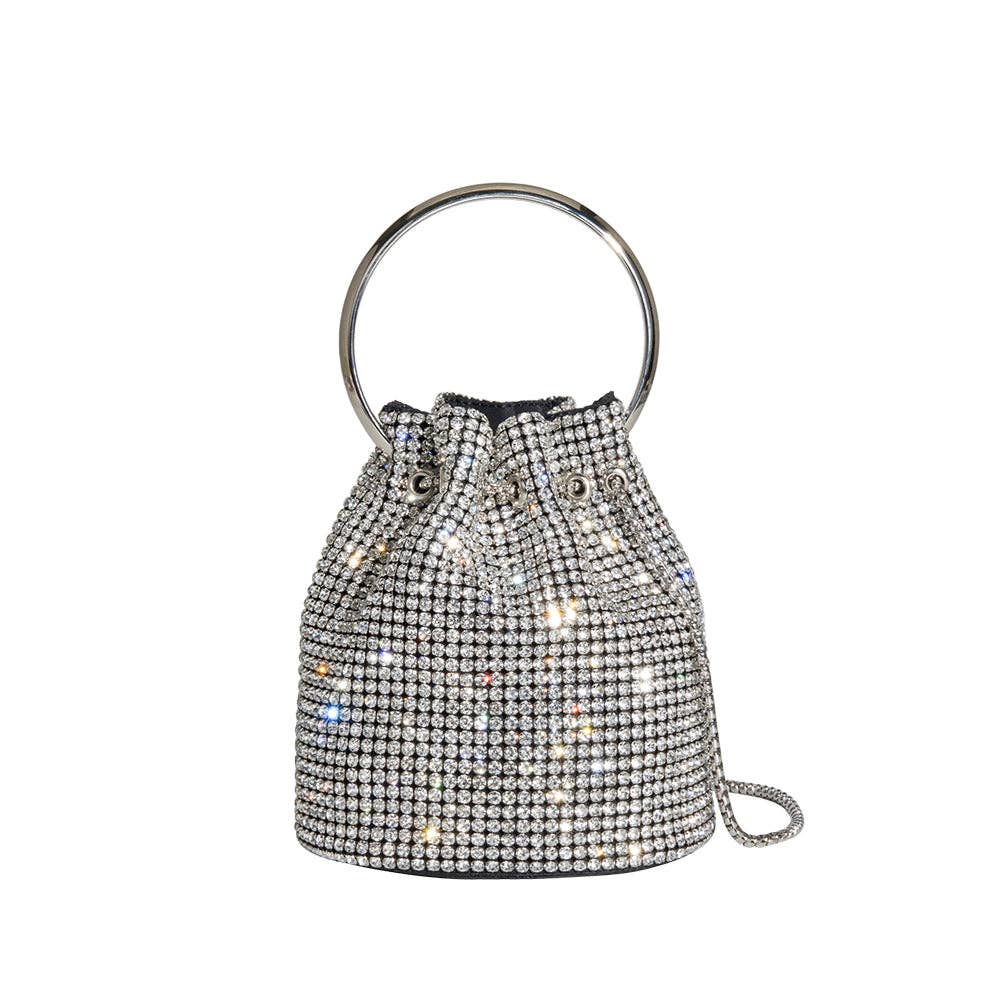Melie Bianco - Kasee Small Crystal Top Handle Bag in Silver