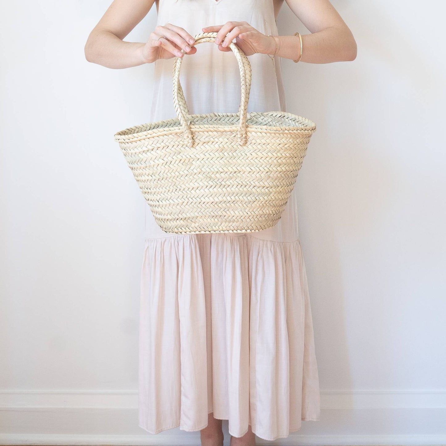 SOCCO Designs - AUGUSTA French Basket Medium - Straw Bag with long handles