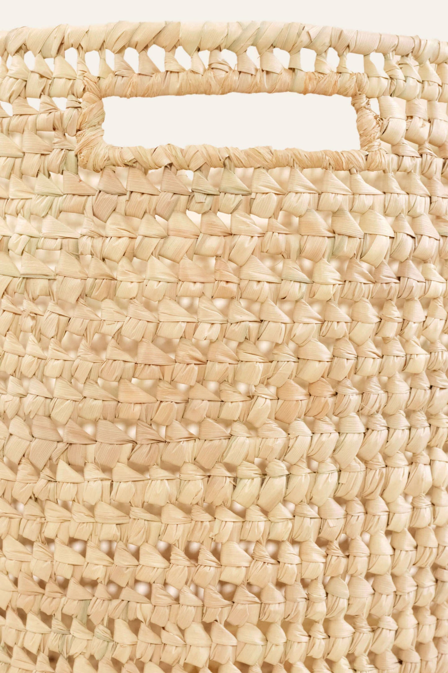 Indego Africa - Open Weave Palm Leaf Round Floor Basket with Handles
