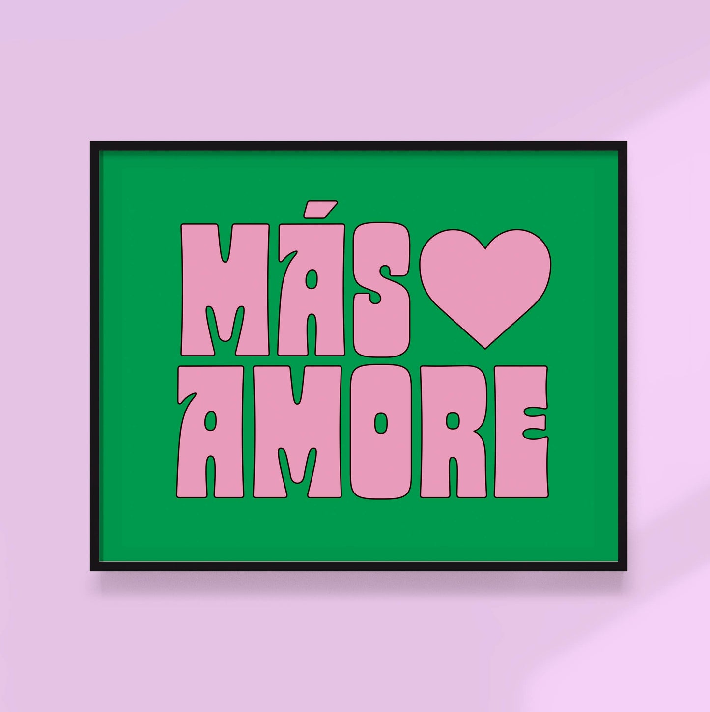 Kuku Studio - Mas Amore - More Love Art Print - Typography Wall Art: 11x14" / Red + Black