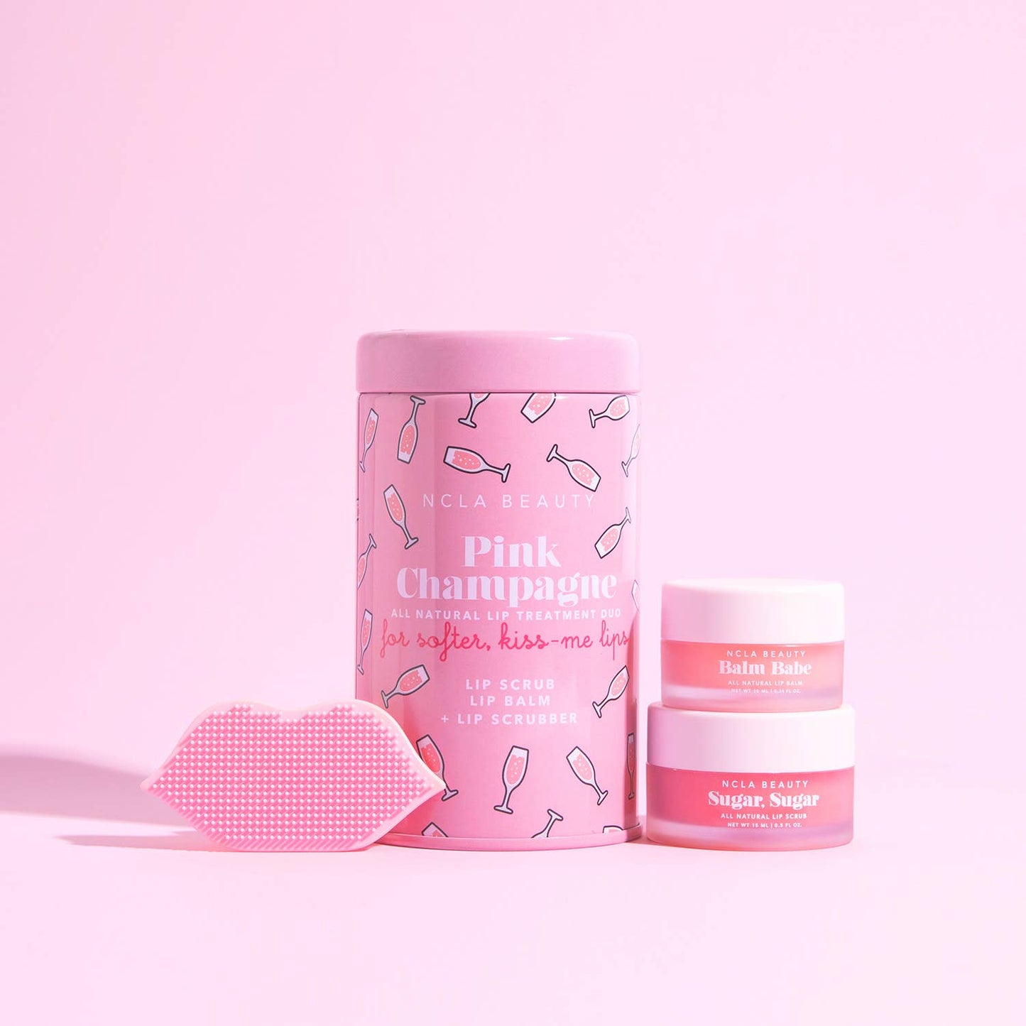 NCLA Beauty - Pink Champagne Lip Care Set + Lip Scrubber