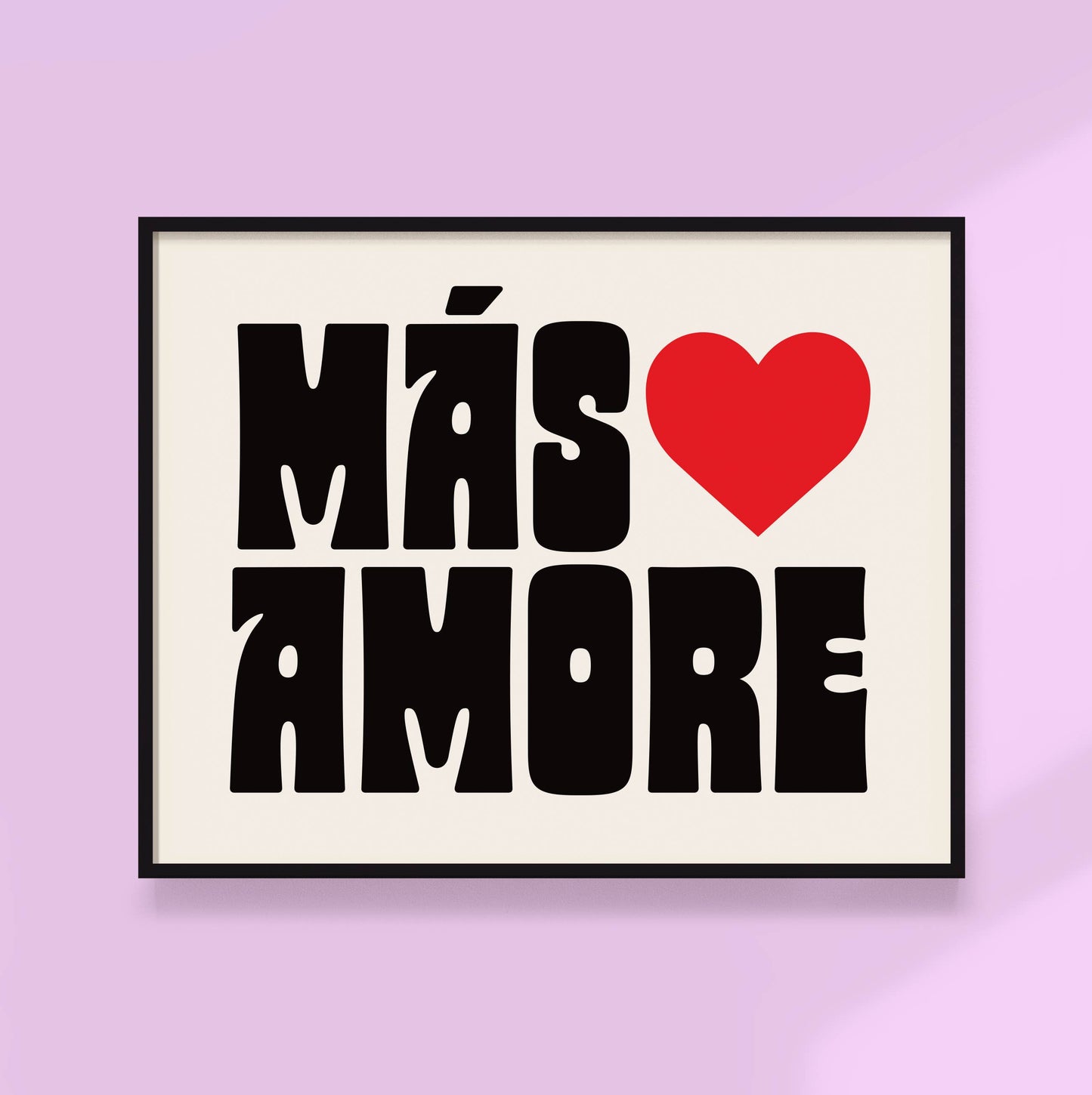 Kuku Studio - Mas Amore - More Love Art Print - Typography Wall Art: 11x14" / Red + Black