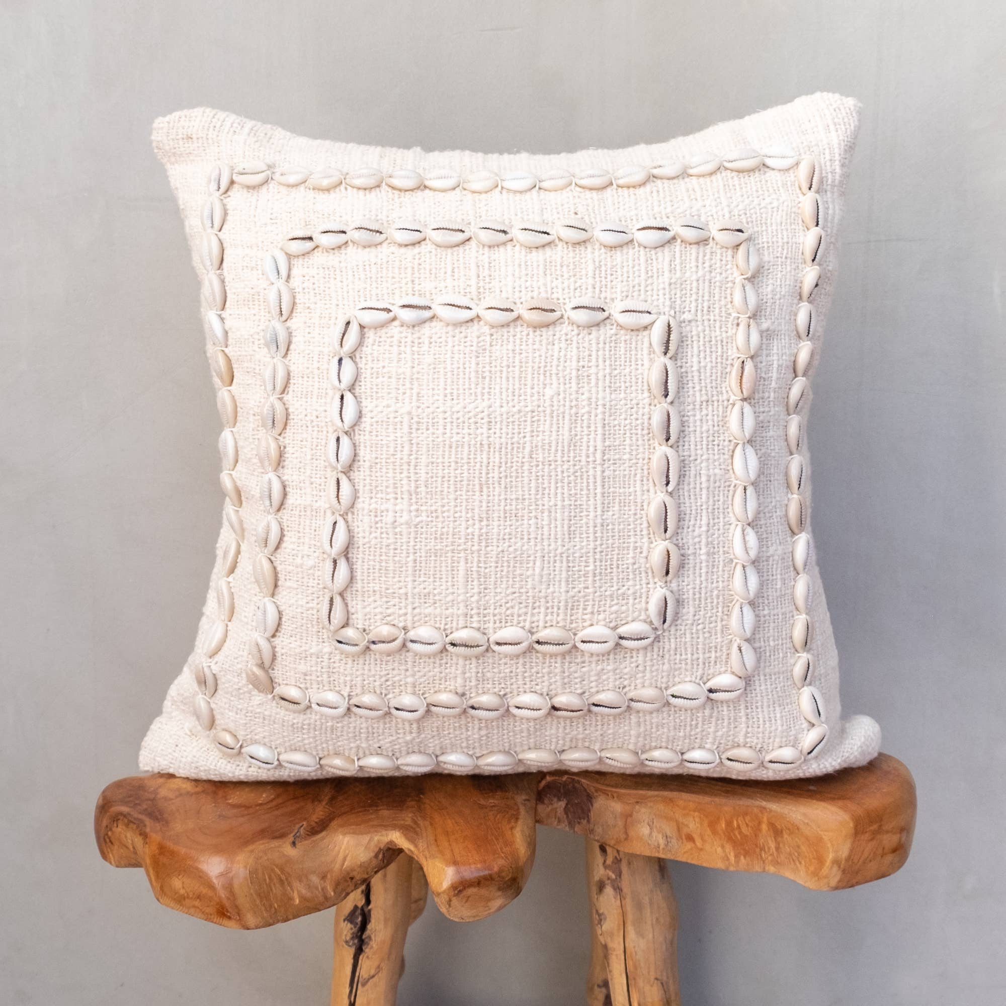 Island Cushion Cover | Throw Pillow - Square Cowrie Shell