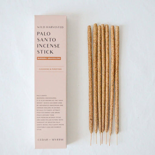 Cedar and Myrrh - [Burning Ritual] Hand Rolled Palo Santo Incense Stick