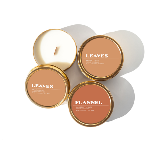 Nomad Design Co - Leaves Travel Tin Candle - Fall Collection