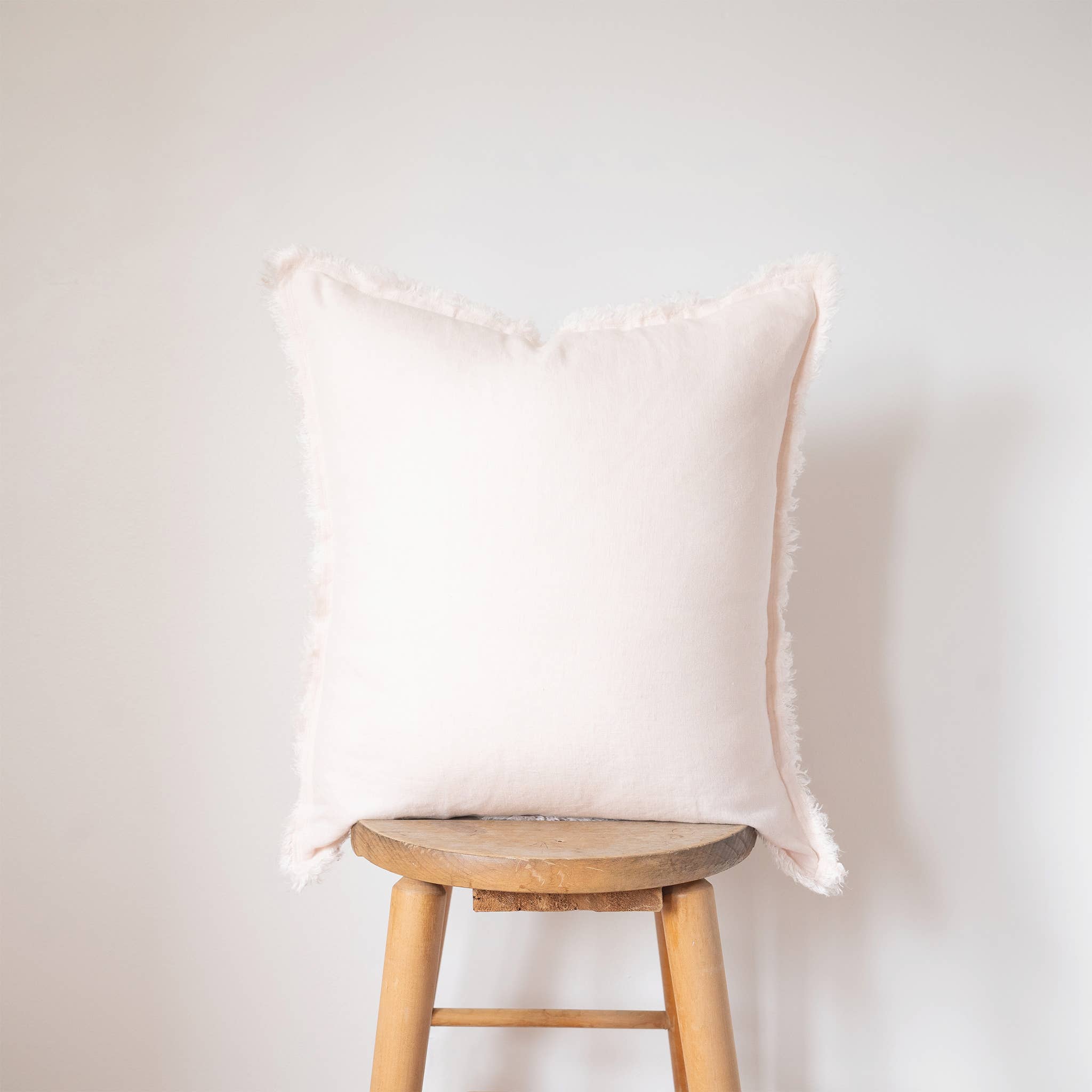SOCCO Designs - Square Fringed Linen Pillow COVER - Blush