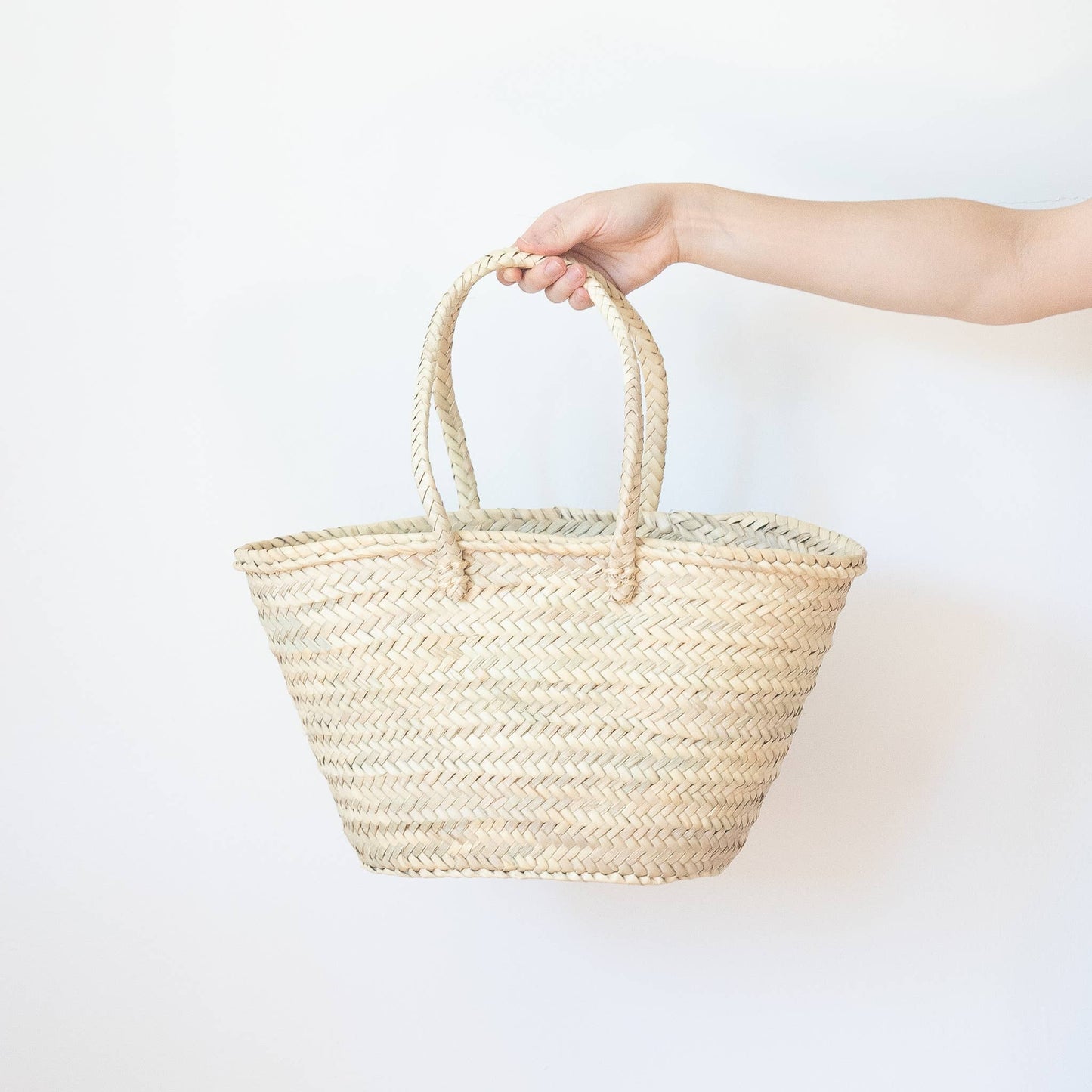 SOCCO Designs - AUGUSTA French Basket Medium - Straw Bag with long handles