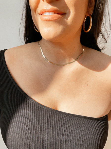 Herringbone Choker Gold Chain Necklace
