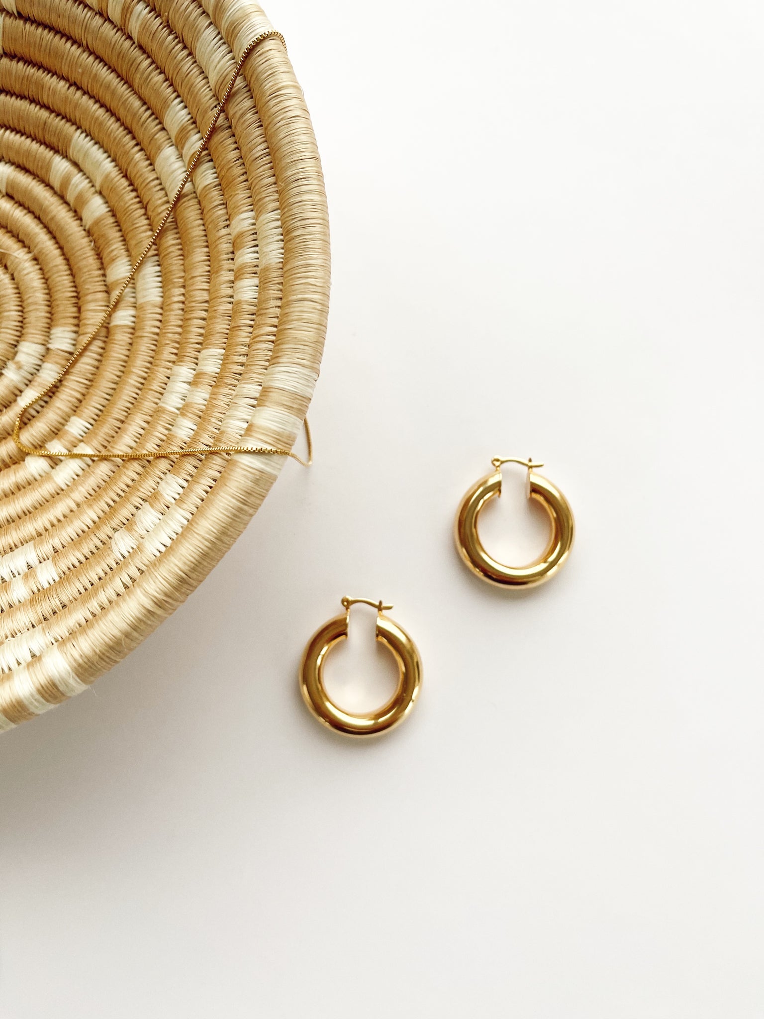 Isabella Dainty Thick Gold Hoop Earrings